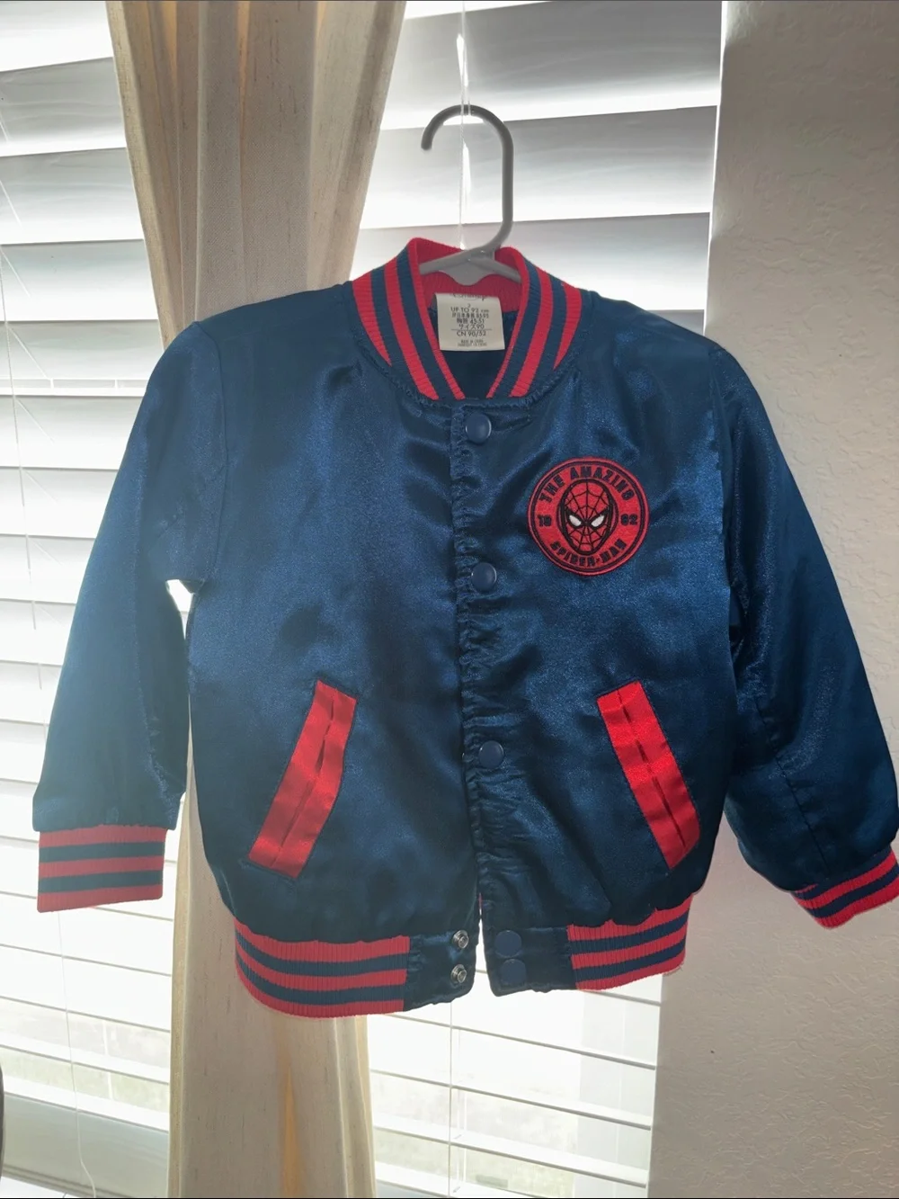 Satin Disney Navy and Red Spider-Man Kids Bomber Jacket